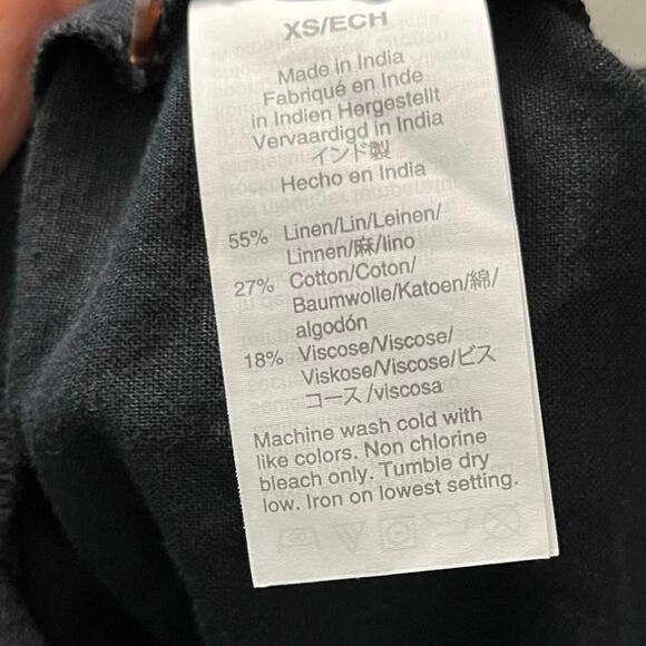 Madewell Alexandra Black Linen Blend Button Front Mini Dress Pockets XS - Picture 6 of 7